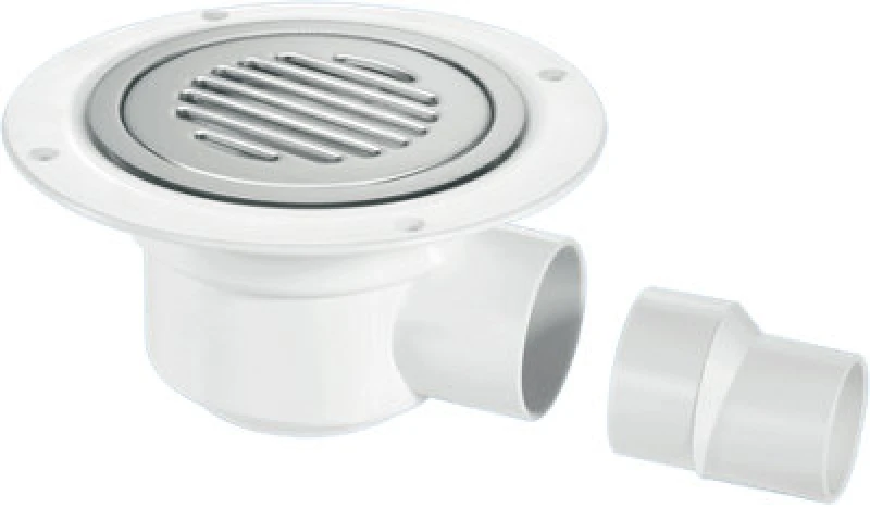 Image of McAlpine TSG50SS-SL-NSC 50mm Water Seal Trapped Gully, Clamp Ring and Cover Plate, 2" Horizontal Outlet and 2" x 1.5" Socket Reducer White