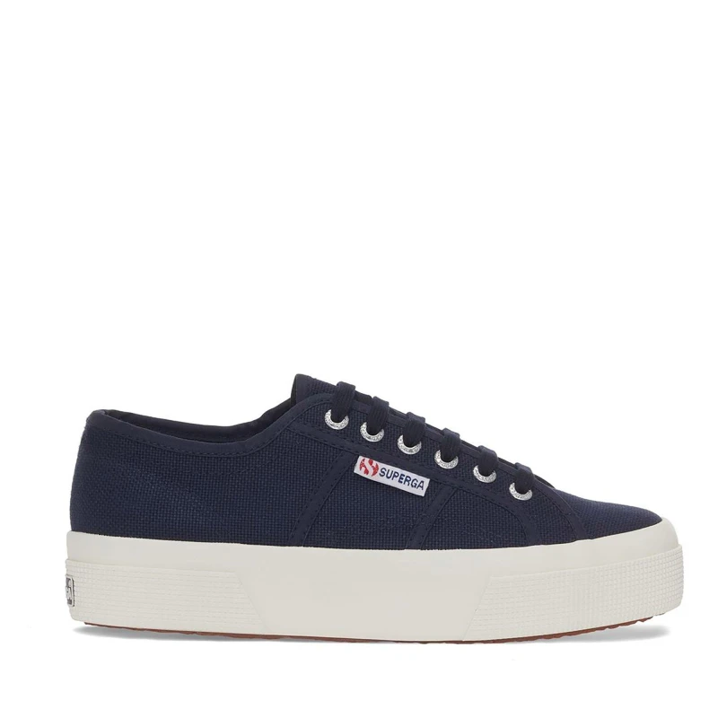 Image of Superga Womens Platform Canvas Trainers Navy F Avorio female 5 (38)