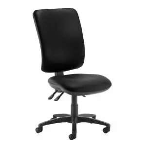 Image of Senza extra high back operator chair with no arms - Nero Black vinyl