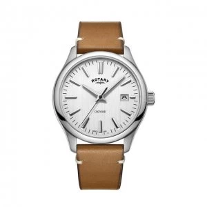Image of Rotary Silver And Brown 'Oxford' Classical Watch - GS05092/02