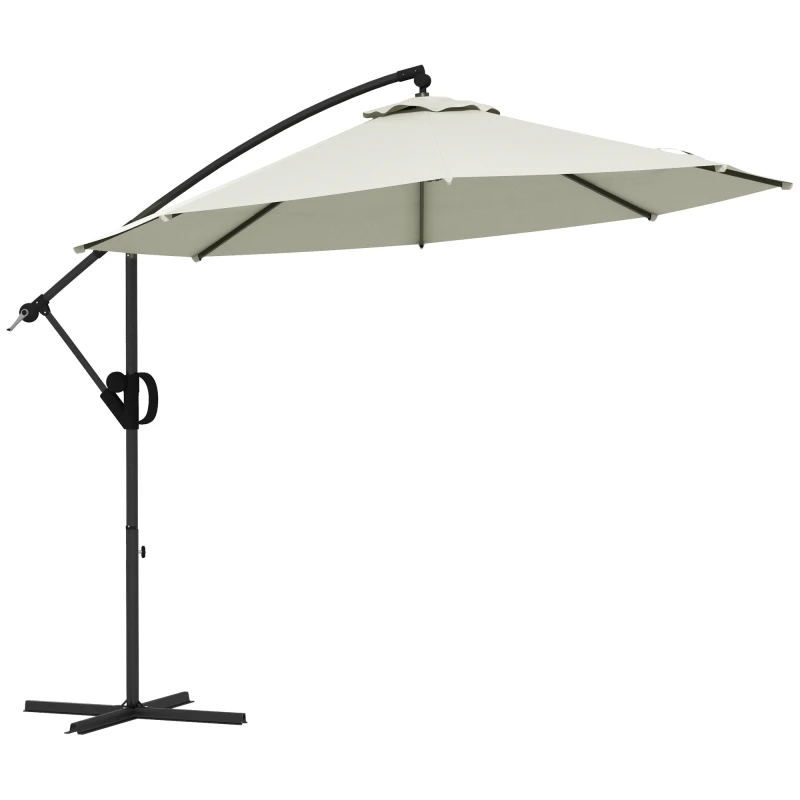 Image of Outsunny 3(m) Cantilever Parasol, Banana Parasol with, Crank Handle, Tilt and 8 Ribs for Outdoor Pool, Garden, Balcony Cream - Cream - Outsunny 505672