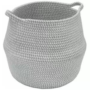 Image of JVL - Edison Round Belly Cotton Rope Storage, Large, Grey