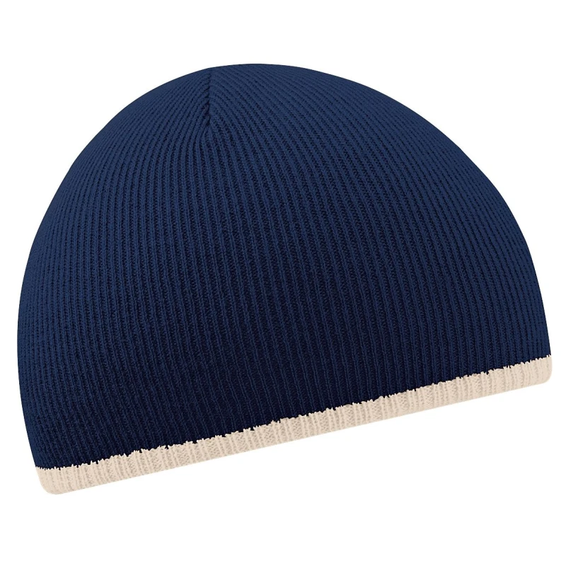 Image of Beechfield Beechfield Two-Tone Knitted Winter Beanie Hat in Navy Navy One Size Unisex 5055747772029