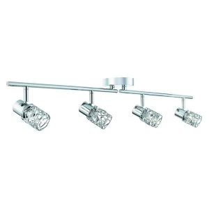 Image of 4 Light Adjustable Ceiling Spotlight Bar Chrome, Crystal Glass, G9
