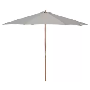 Image of Outsunny 3M Fir Wooden Garden Parasol Sun Shade Outdoor Umbrella Canopy - Grey