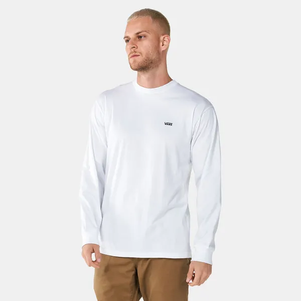 Image of Vans White Classic Long Sleeve T-Shirt White Male M 208383UK