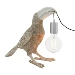 Image of Vintage Silver Toucan Table Light - Resin Figure - Chrome Plated Lamp Holder