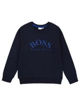 Image of Hugo Boss Large Logo Crew Neck Sweatshirt Navy Size 14 Years Kids
