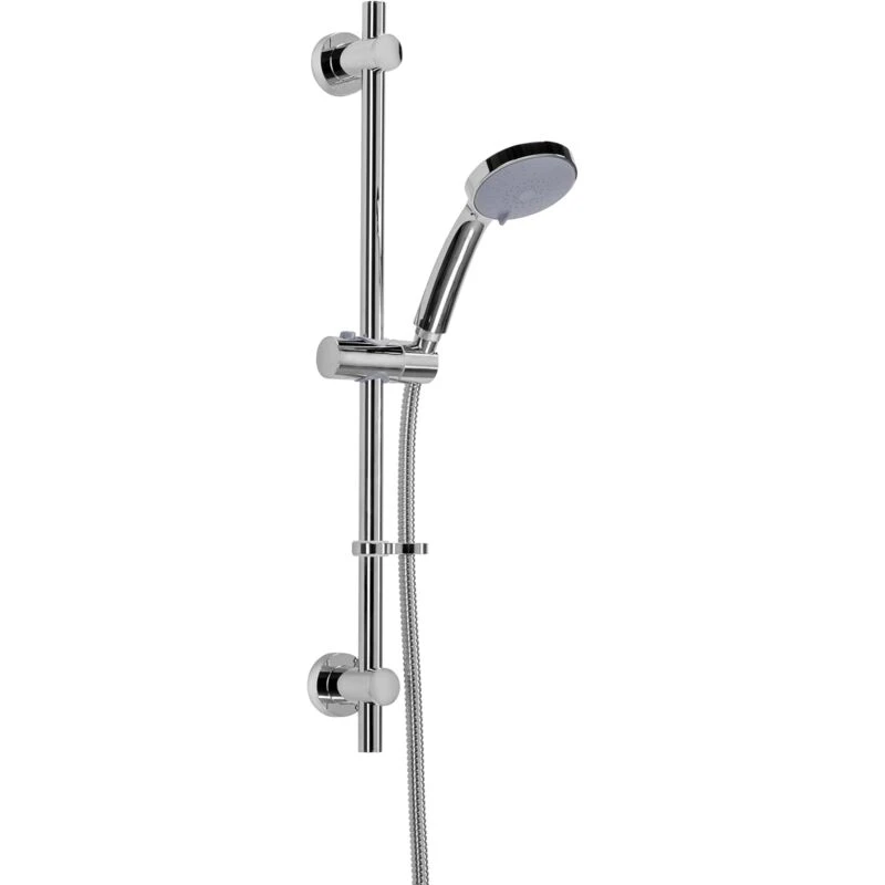 Image of Croydex Croydex Presion Chrome Shower Riser Rail Kit - Shower Head with 5 Spray Patterns, 68cm Riser Rail, 1.75 Reinforced Stainless Steel Hose and AM