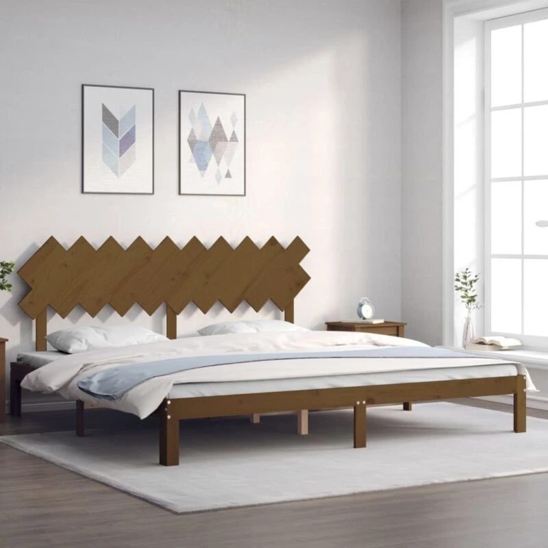 Image of VIDAXL Bed Frame without Mattress Honey Brown 200x200cm Solid Wood Pine vidaXL 3193749