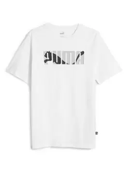 Image of Puma Graphics Wording T-Shirt, White, Size L, Men