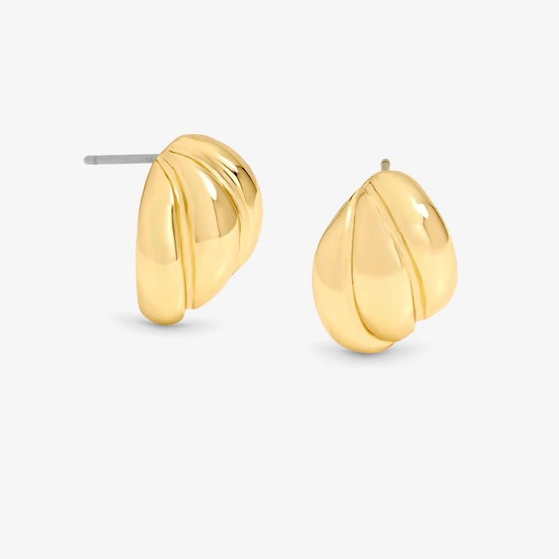 Image of Jon Richard Gold PlateD Mini Ribbed Stud Earrings Gold female One Size