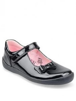 Image of Start-rite Girls Giggle Strap School Shoes - Black Patent, Size 2 Older