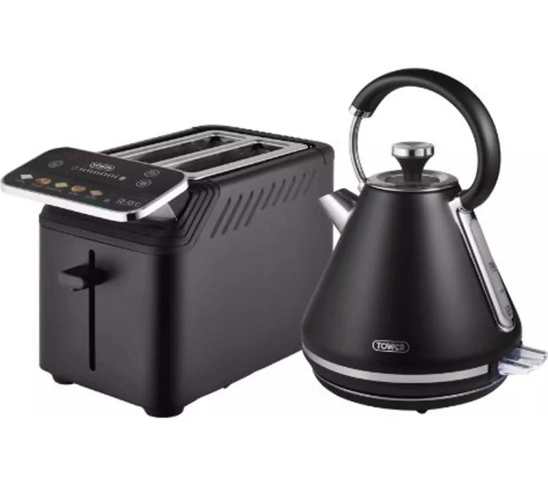 Image of TOWER Mirage 2-Slice Toaster and Traditional Kettle Bundle - Black 5056784522288