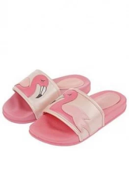 Image of Monsoon Girls Floella Flamingo Slider - Pale Pink, Size 3 Older