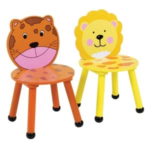 Image of Charles Bentley Kids Jungle Safari Tiger Chairs - Set of 2