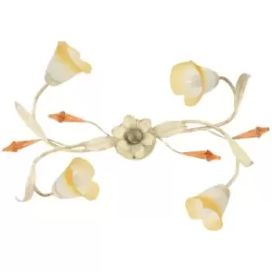 Image of Onli Lucrezia 4 Light Multi Arm Semi Flush Ceiling Lamp, Ivory