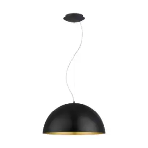Image of Pendant Ceiling Light Black Outer Colour Gold Inner Colour Shade Bulb E27 60W