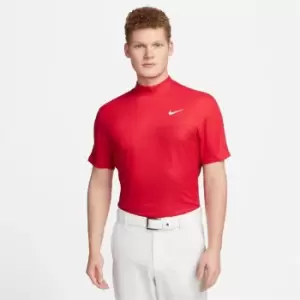 Image of Nike Dri-FIT ADV Tiger Woods Mens Mock-Neck Jacquard Golf Polo - Red