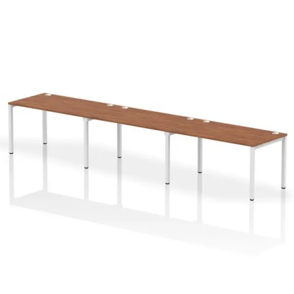 Image of Impulse Bench Single Row 3 Person 1400 White Frame Office Bench Desk Walnut
