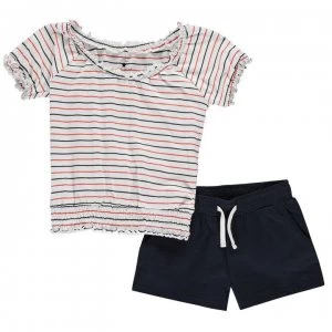 Image of Crafted Junior Girls T-Shirt and Shorts Set - Orange Stripe