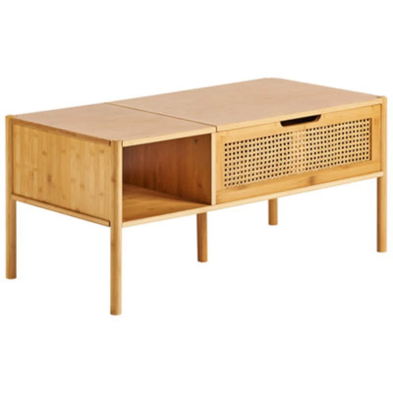 Image of Beliani Coffee Table Surrey Bamboo Wood Natural With Storage