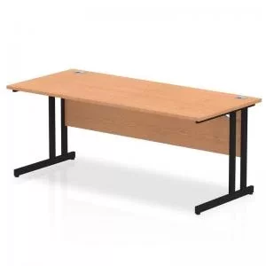 Image of Impulse 1800 x 800mm Straight Desk Oak Top Black Cantilever Leg