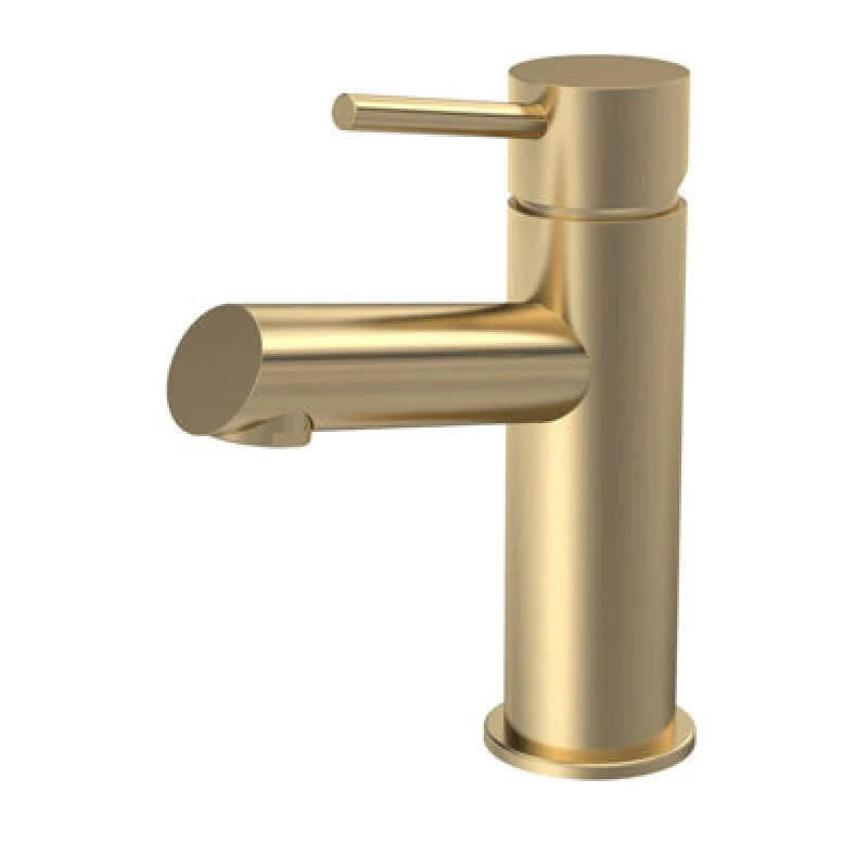 Image of Balterley Nova Minimalist Round Mono Basin Mixer Tap & Push Button Waste - Brushed Brass