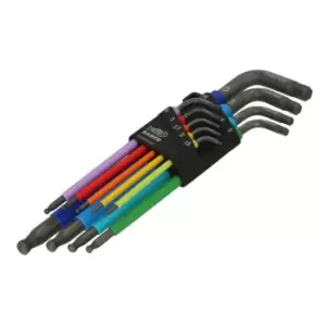 Image of Bahco C1997LM/9P C1997LM/9P Metric Long Ball End Coloured Hex L-Key Set, 9 Piece BAHC1997LM9P