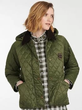 Image of Barbour Tobymory Detachable Hood Quilted Jacket - Olive, Green, Size 8, Women