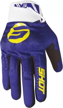 Image of Shot Drift Spider Motocross Gloves, blue-yellow, Size XL, blue-yellow, Size XL