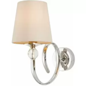 Image of Luxury Traditional Curved Arm Wall Light Bright Nickel Crystal & Marble Shade