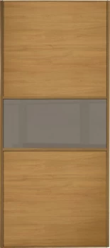 Image of Wickes Sliding Wardrobe Door Fineline Oak Panel and Cappuccino Glass - 2220 x 610mm