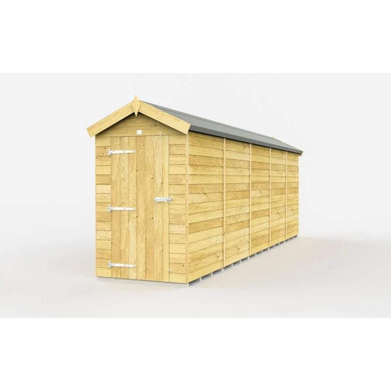 Image of Buttercup Farm 4 x 20 Feet Apex Shed - Single Door W/O Window - L592 x W118 x H217cm in Brown Brown Unisex