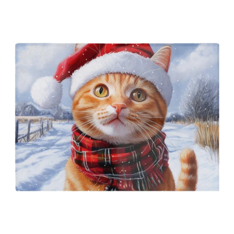 Image of Warren Reed Designer Christmas Ginger Shorthaircat Glass Chopping Board