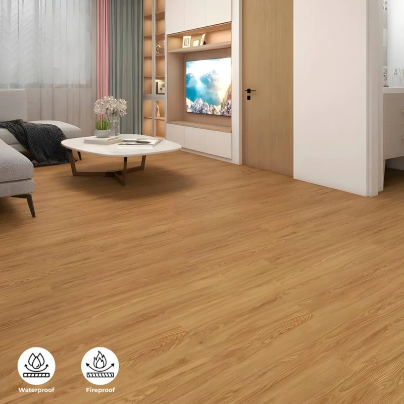 Image of ENER-J BRITWALL SPC English Oak Luxury Vinyl Flooring - 1220x181mm in Brown Size: 10000mm x 520mm Brown Unisex 10000mm x 520mm
