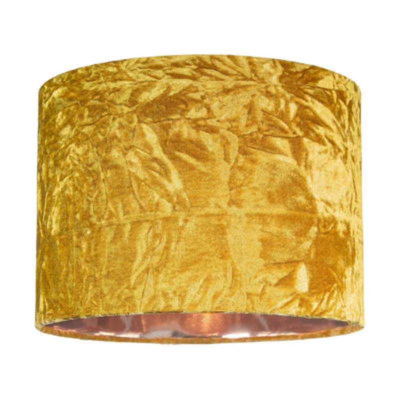 Image of Happy Homewares Modern Shiny Ochre Crushed Velvet 10 Table/pendant Shade With Copper Inner
