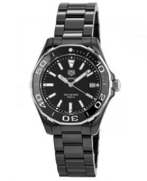 Image of Tag Heuer Aquaracer Lady 300M 35MM Black Ceramic Womens Watch WAY1390.BH0716 WAY1390.BH0716