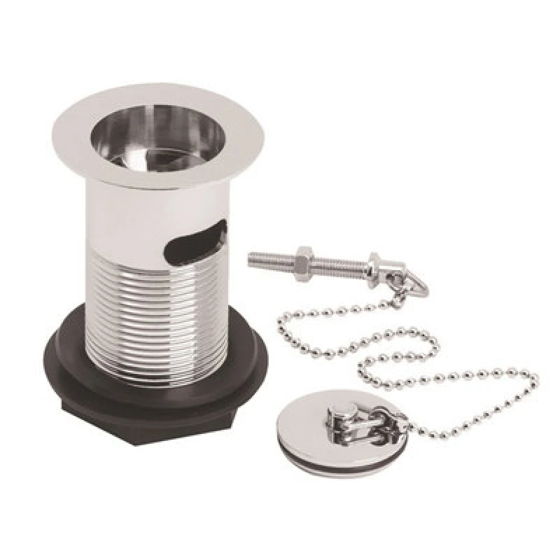Image of Balterley Ceramic Accessories Basin Waste with Brass Plug Ball Chain Chrome Silver