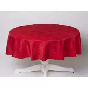 Image of Homespace Direct - Damask Rose Tablecloth 54 Round For Dining Table Easycare - Red