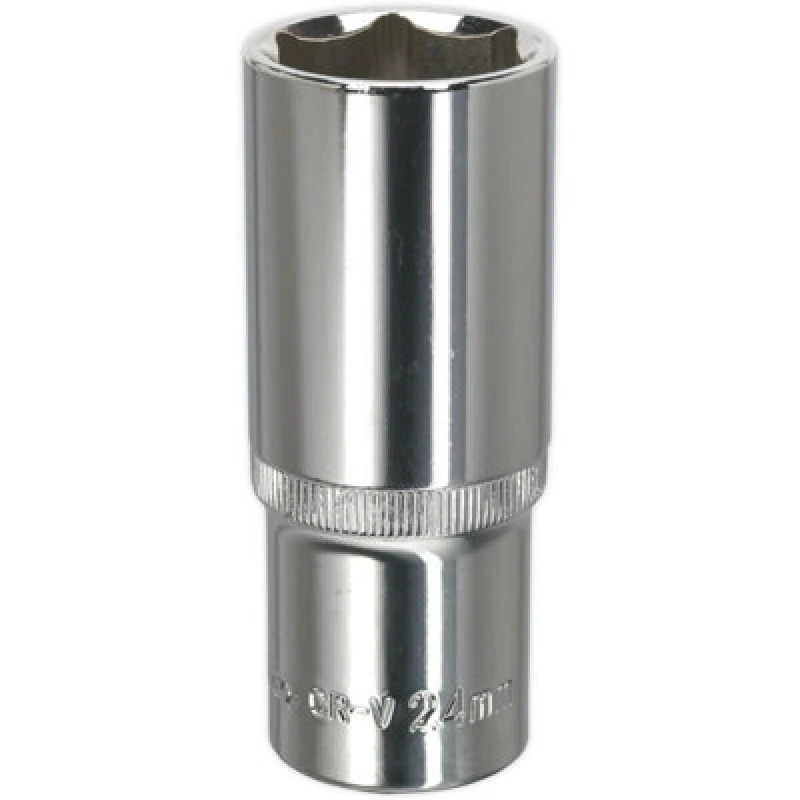 Image of Loops 24mm Forged Steel DEEP Drive Socket - 1/2" Square Drive Polished Chrome Vanadium Metallics