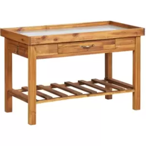 Image of Vidaxl - Garden Work Bench with Zinc Top Solid Acacia Wood - Brown