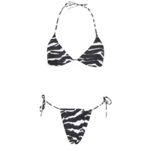 Image of Missguided Zebra Print Triangle Tie Side Bikini Set - Multi