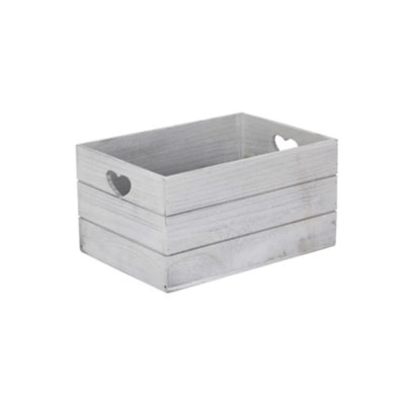 Image of Red Hamper Wb027 Wood Large Vintage Effect Heart Cut Handle Wooden Storage Crate