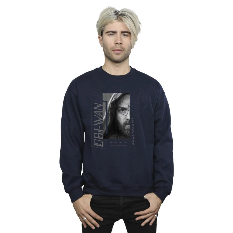 Image of Star Wars Star Wars Men Obi-Wan Kenobi Jedi SciFi Collage Sweatshirt in Navy Size: Small Navy S Male 5059934442443