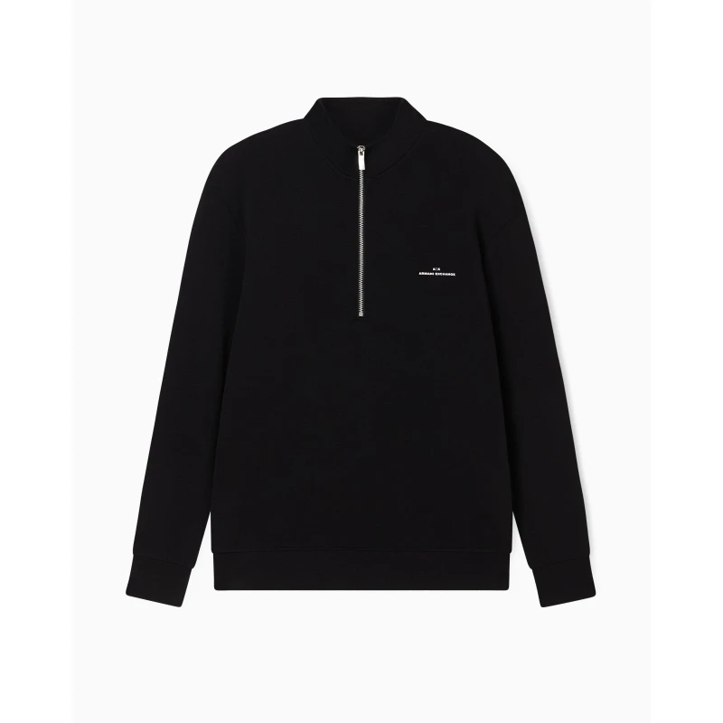 Image of Armani Exchange 1/4 Zip Fleece Top Black UC001 male S