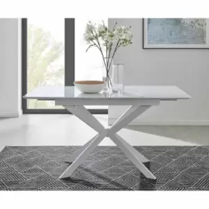 Image of Furniture Box Lira 120Cm Rectangular Extending White High Gloss 4 To 6 Seater Dining Table
