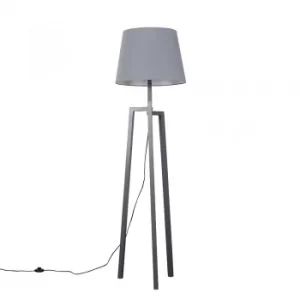 Image of Augustus Grey Wood Tripod Floor Lamp with XL Grey Aspen Shade
