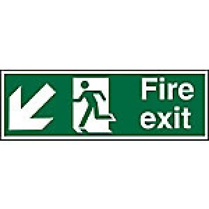 Image of Fire Exit Sign Down Left Arrow Acrylic 10 x 30 cm