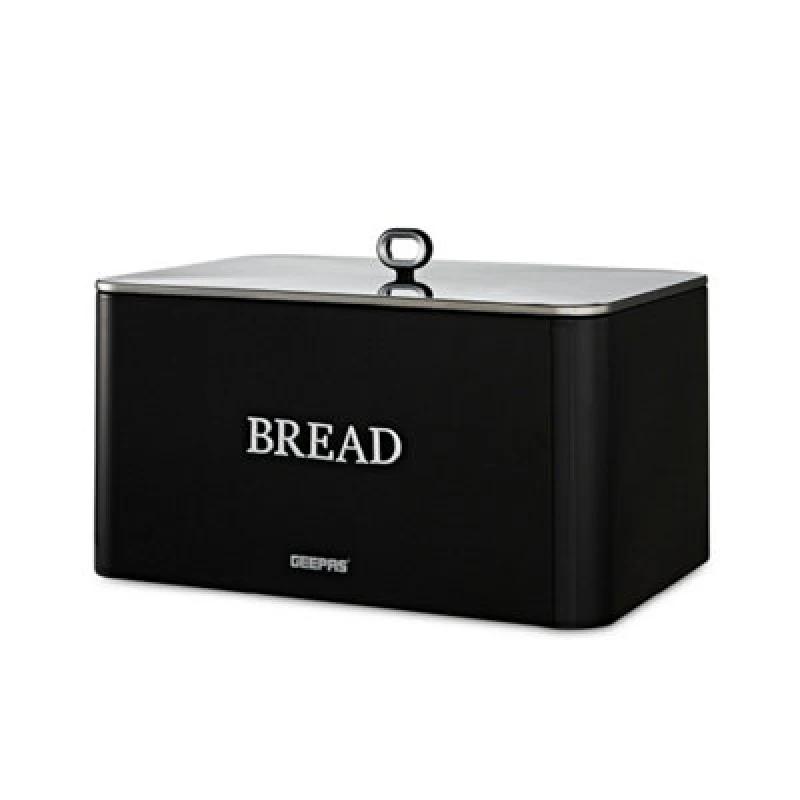 Image of Geepas Retrovive Bread Bin 13L Carbon Steel Removable Lid, Black